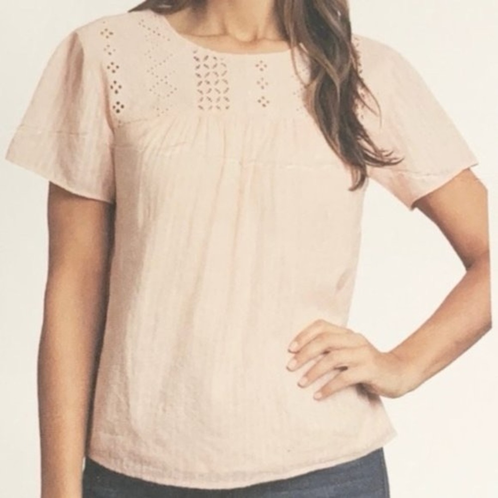 ANTHROPOLOGIE TOP Ella Moss Eyelet Brianne Maeve Pilcro Large XL‎ lace madewell